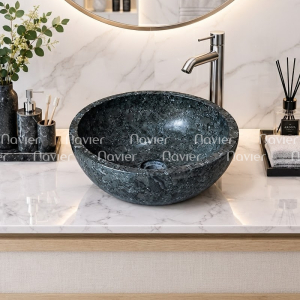 Chậu Rửa Mặt Lavabo Đặt Bàn Đá Tự Nhiên Cao Cấp Navier NV-H1228