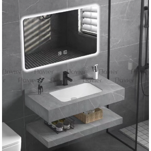 Bộ Bàn Đá Lavabo Âm Xám Vân Mây Navier NV-CB1134X