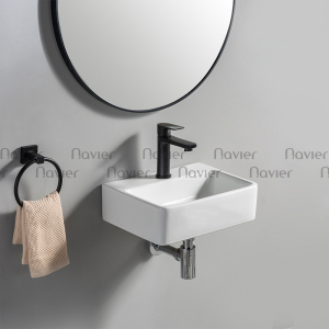 Chậu rửa mặt Treo Tường Men Sứ Cao Cấp Hình Chữ Nhật Navier NV-400N