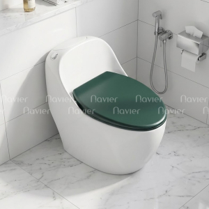 Bồn Cầu Trứng Liền Khối Màu Trắng Nắp Xanh Cao Cấp Navier NV-1056TXA