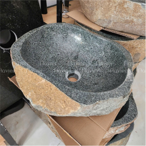 Chậu Lavabo Tròn Đá Cuội Nguyên Khối Navier NV-DC007