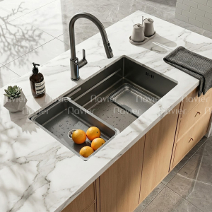 Chậu Rửa Chén 1 Ngăn Lớn Thoát Lệch Inox SUS 304 Navier NV-7545 AX