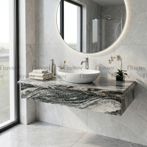 Bàn Đá Lavabo Đá Tự Nhiên Màu Trắng Sa Mạc Navier NV-491XC