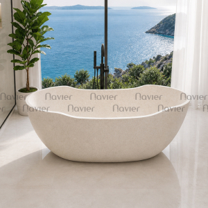Bồn Tắm Nằm Hình Oval Chất Liệu Đá Mài Cao Cấp Navier NV-1522