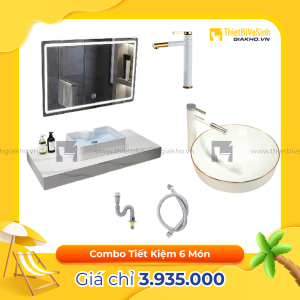 Combo Kệ Đá Chống Trầy Trắng Vân Mây Siêu Tiết Kiệm Navier CBPT0060