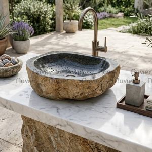 Chậu Lavabo Đá Cuội Nguyên Khối Navier NV-DC005