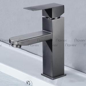 Vòi Lavabo Nóng Lạnh Vuông Xám Navier NV-702X