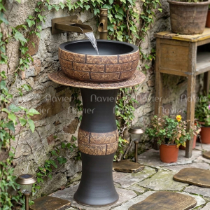 Chậu Lavabo Nghệ Thuật Kiểu Trụ Đứng EV-CĐC01