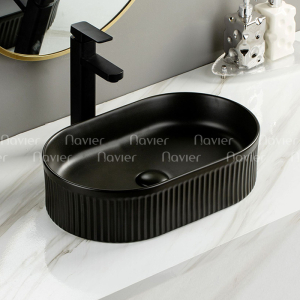 Chậu Lavabo Đặt Bàn Màu Đen Cao Cấp Navier NV-390D