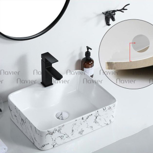 Chậu lavabo đặt bàn hoa văn vết nhớt vuông cao cấp Navier NV-417
