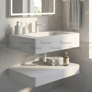 Bàn Đá Lavabo 2 Tầng Đá Nhân Tạo Solid Suface Navier NV-1315