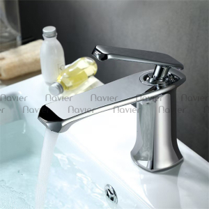 Vòi lavabo tay bè nóng lạnh đồng thau mạ crom 5 lớp Navier NV-730
