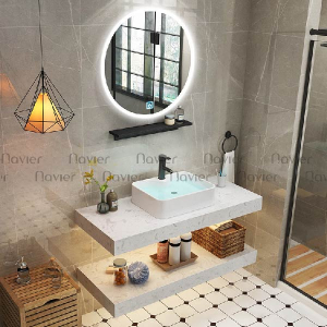 Bộ Bàn Đá Lavabo 2 Tầng Đá Nhân Tạo Kèm Lavabo Đặt Bàn Navier NV-1131T