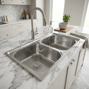 Chậu rửa chén 2 ngăn đều inox201 Navier NV-7843T201
