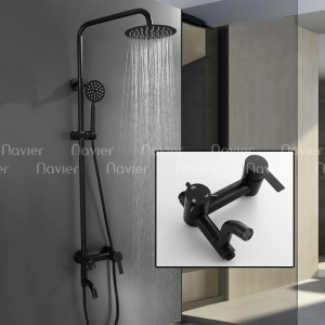 Sen Cây Tắm Nóng Lạnh Inox 304 Tròn Củ Lệch Sơn Tĩnh Điện Đen Navier NV-805D