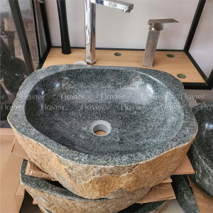 Chậu Lavabo Tròn Đá Cuội Nguyên Khối Navier NV-DC004