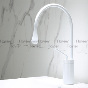 Vòi lavabo nóng lạnh sơn tĩnh điện trắng Navier NV-741T