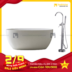 Combo Bồn Tắm Hình Oval Kèm Củ Sen Tắm Cao Cấp Navier CBBT03