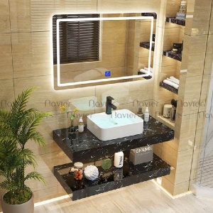 Bộ Bàn Đá Lavabo 2 Tầng Kèm Chậu Lavabo Đặt Bàn Navier NV-1131D