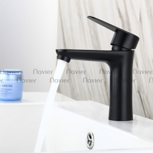 Vòi lavabo eo nóng lạnh đồng thau sơn đen Navier NV-701D