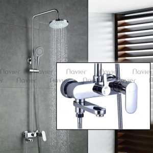 Sen cây tắm nóng lạnh thân tròn đồng thau xi mạ Crome Navier NV-9354