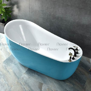 Bồn tắm ngâm đặt sàn nhựa acrylic dáng cá Heo màu xanh Navier NV-1508NX