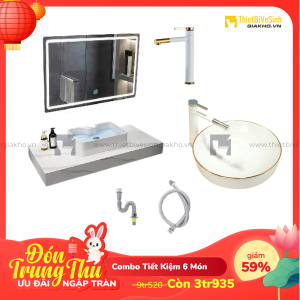 Combo Kệ Đá Chống Trầy Trắng Vân Mây Siêu Tiết Kiệm Navier CBPT0060