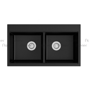 Chậu Rửa Chén Đá 2 Ngăn Đen Cao Cấp Navier NV-T8046-G01