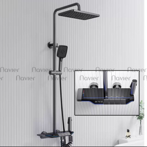 Sen Cây Tắm Đứng Nóng Lạnh Phím Đàn Đồng Thau Xám Cao Cấp Navier NV-855