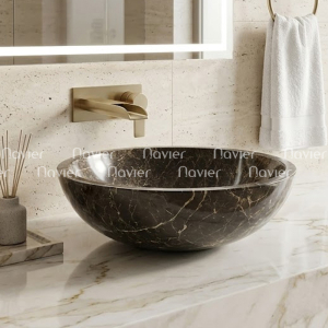 Chậu Lavabo Đá Tự Nhiên Nâu Ý Cao Cấp Navier NV-BST27