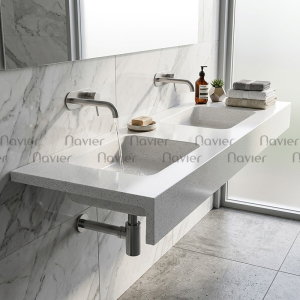 Bàn Lavabo 1 Tầng Đá Mài Cao Cấp 2 Chậu Rửa Navier NV-485