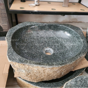 Chậu Lavabo Tròn Đá Cuội Nguyên Khối Navier NV-DC003