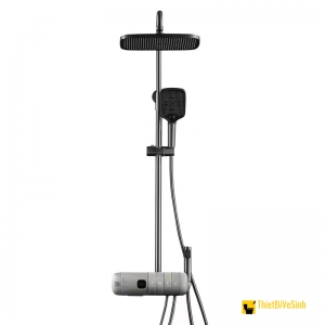 Sen Cây Tắm Nóng Lạnh Phím Bấm Mạ PVD Màu Xám Ghi Hiển Thị Nhiệt Độ LED NV-827