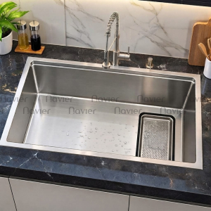 Chậu Rửa Chén 1 Ngăn Lớn Thoát Lệch Inox SUS 304 Navier NV-7545 AX