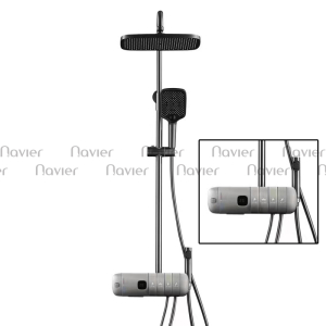 Sen Cây Tắm Nóng Lạnh Phím Bấm Mạ PVD Màu Xám Ghi Hiển Thị Nhiệt Độ LED NV-827