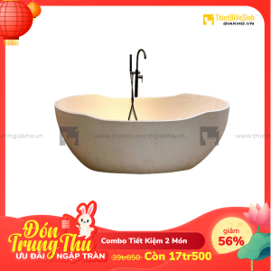 Combo Bồn Tắm Hình Oval Chất Liệu Đá Mài Cao Cấp Navier CBBT06