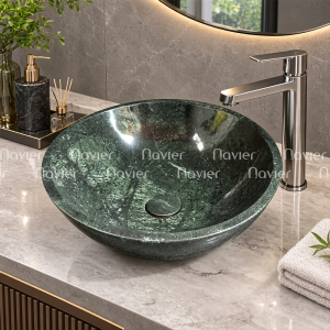 Chậu Lavabo Đá Tự Nhiên Dáng Tròn Mỏng Navier NV-499