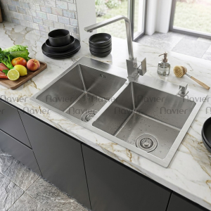 Chậu rửa chén 2 ngăn đều Inox 304 Navier NV-7843D201