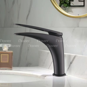 Vòi Lavabo Nóng Lạnh sơn tĩnh điện Đen Cao Cấp Navier NV-656D