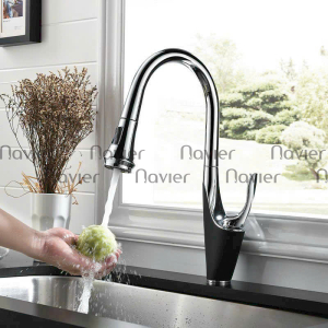 Vòi chén nóng lạnh đồng thau mạ Crom dây rút Navier NV-234