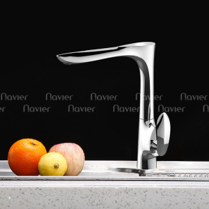 Vòi rửa dùng chậu rửa mặt hoặc chậu chén chất liệu đồng thau mạ crom trục xoay 360 Navierr NV-728