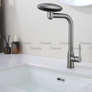 Vòi Lavabo Lạnh Đồng Thau Sơn Tĩnh Điện Đầu Vòi Xoay 360 Cao Cấp Navier NV-758L