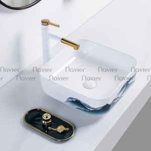 Chậu Lavabo Đặt Bàn Hoa Văn Cao Cấp Navier NV-350