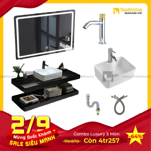 Combo Kệ Đá 2 Tầng Đen Vân Vàng Chống Trầy Siêu Tiết Kiệm Navier CBPT0061