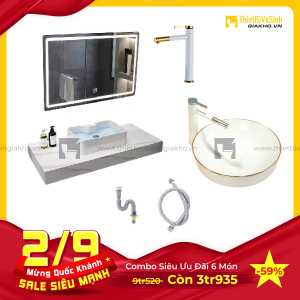 Combo Kệ Đá Chống Trầy Trắng Vân Mây Siêu Tiết Kiệm Navier CBPT0060