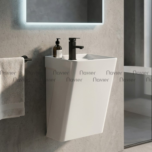 Chậu Lavabo Treo Tường Sứ Trắng Navier NV-361