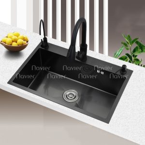 Chậu chén 1 ngăn Inox phủ nano đen cao cấp Navier NV-6045NND