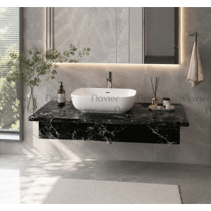 Bàn Đá Đặt Lavabo Đen Rừng Vân Đen Sang Trọng Navier NV-491DT