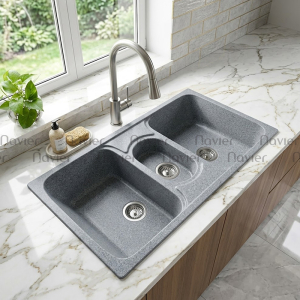 Chậu rửa chén đá nhân tạo 3 hộc xám Navier NV-9948X