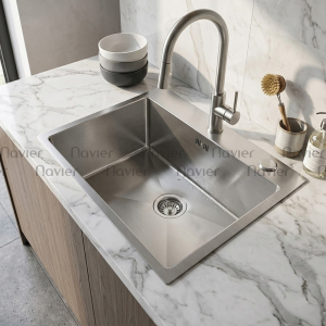 Chậu chén 1 ngăn Inox 201 cao cấp Navier NV-6045D201